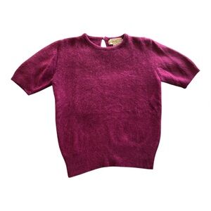 Vintage Women’s Lynn Michelle Bright Fuchsia Short Sleeve Angora Sweater